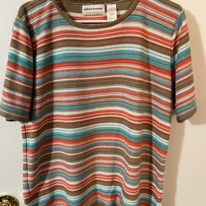 Alfred Dunner 1X Striped Short Sleeve Top